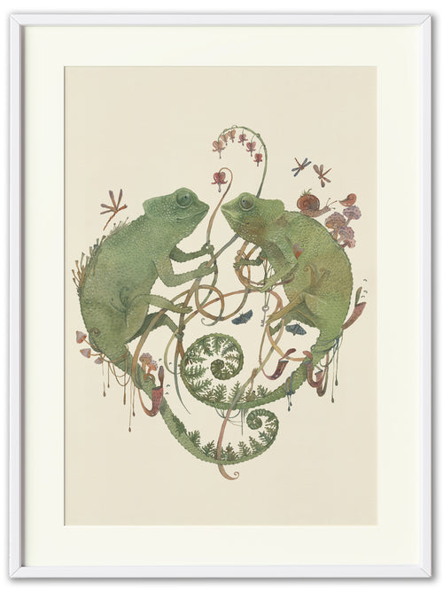 Color of Love- Pair of Chameleons (Art Print)