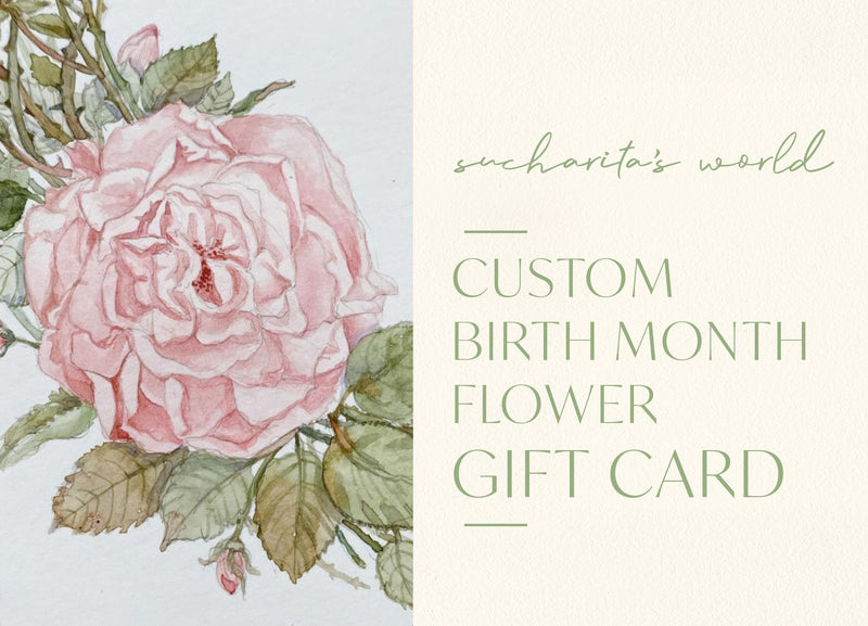 Custom Birth Month Flower ORIGINAL ART Gift Card