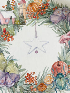 Christmas Star Wreath (Original Watercolour)
