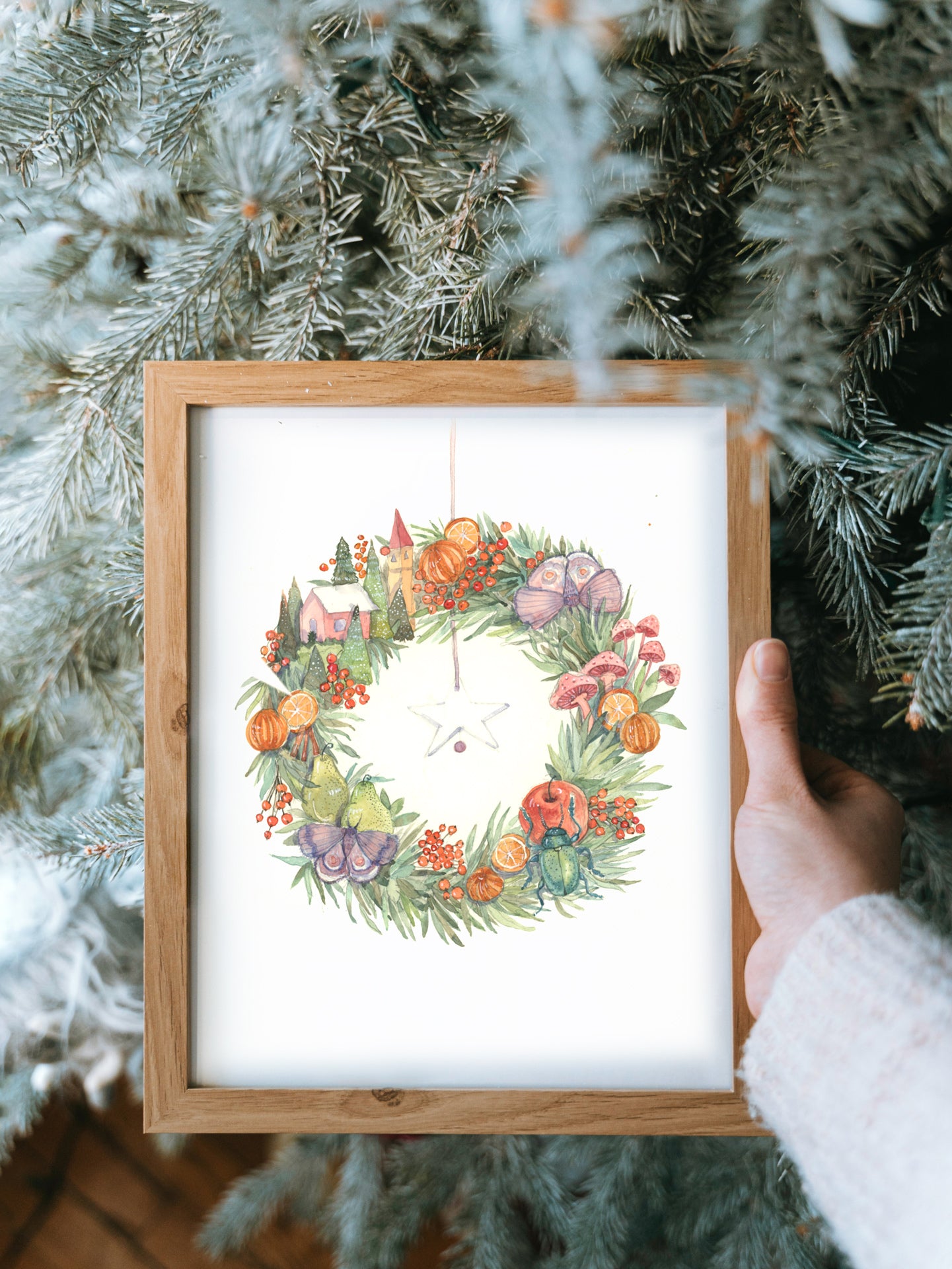 Christmas Star Wreath (Original Watercolour)