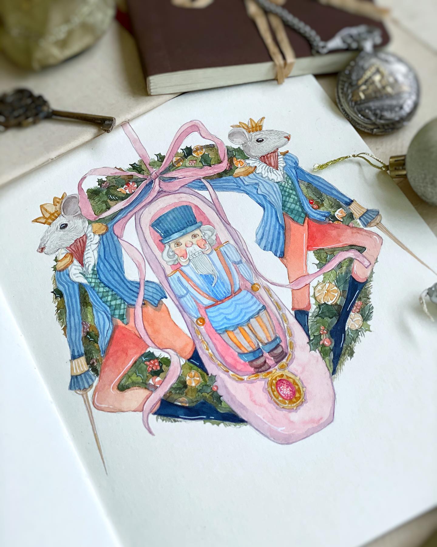 Nutcracker Wreath (Original Watercolour)