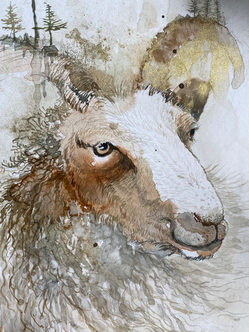 Misty Morning Sheep(Original, watercolour)
