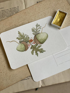 ACORN HEDGEHOG Postcard (Original, watercolour)