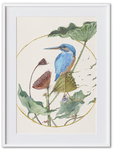 Kingfisher and Lotus (Art Print)